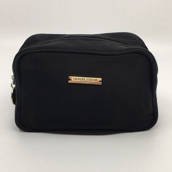 Giorgio Armani Parfums Pouch Satin Cosmetics Makeup Bag with Gold Tone hardware - Picture 1 of 16
